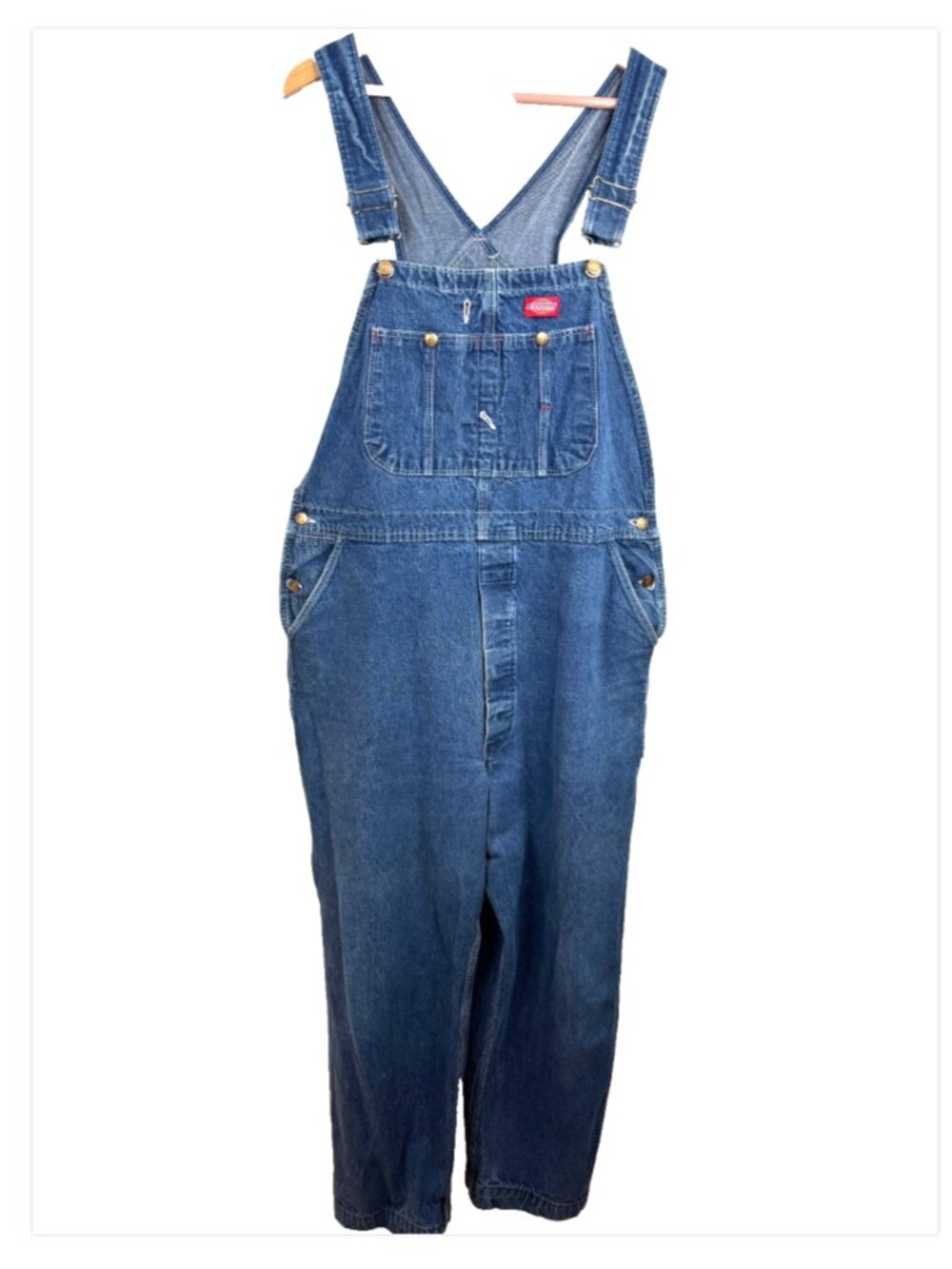 VTG Dickies Denim Bib Overalls 40x32 Carpenter Workwear Utility Made in USA READ